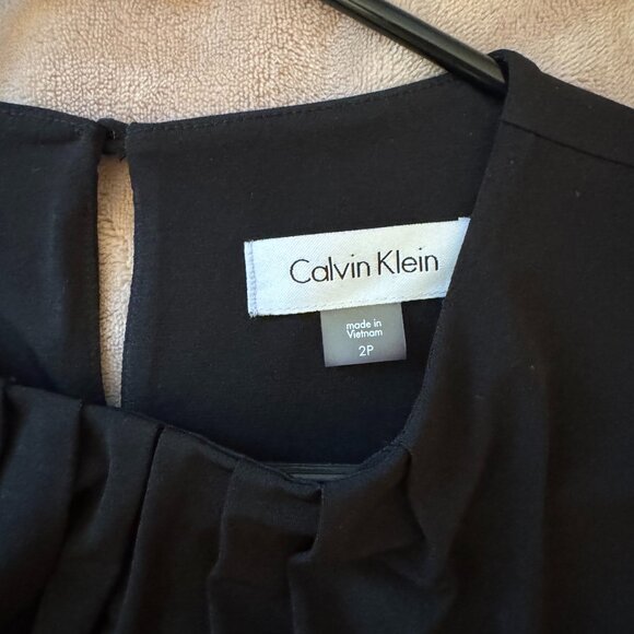 Calvin Klein Black Pleated Tank Top Sleeveless Blouse - Picture 1 of 3